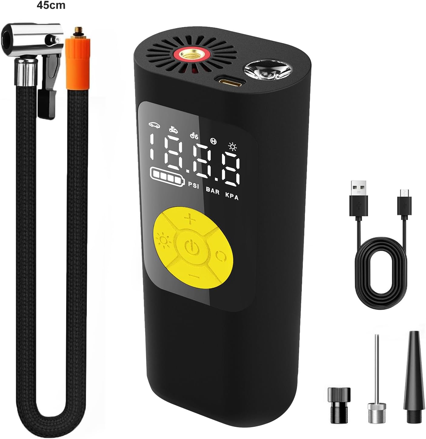 Health Tyre inflator,Tyre inflator air compressor,5000mAh/12V/150 PSI, Preset Tyre Pressure & Auto Shutoff, car tyre pump,car tyre inflator,Motorbike,Bicycle,Inflatable ball/Bed/Boat (YL)