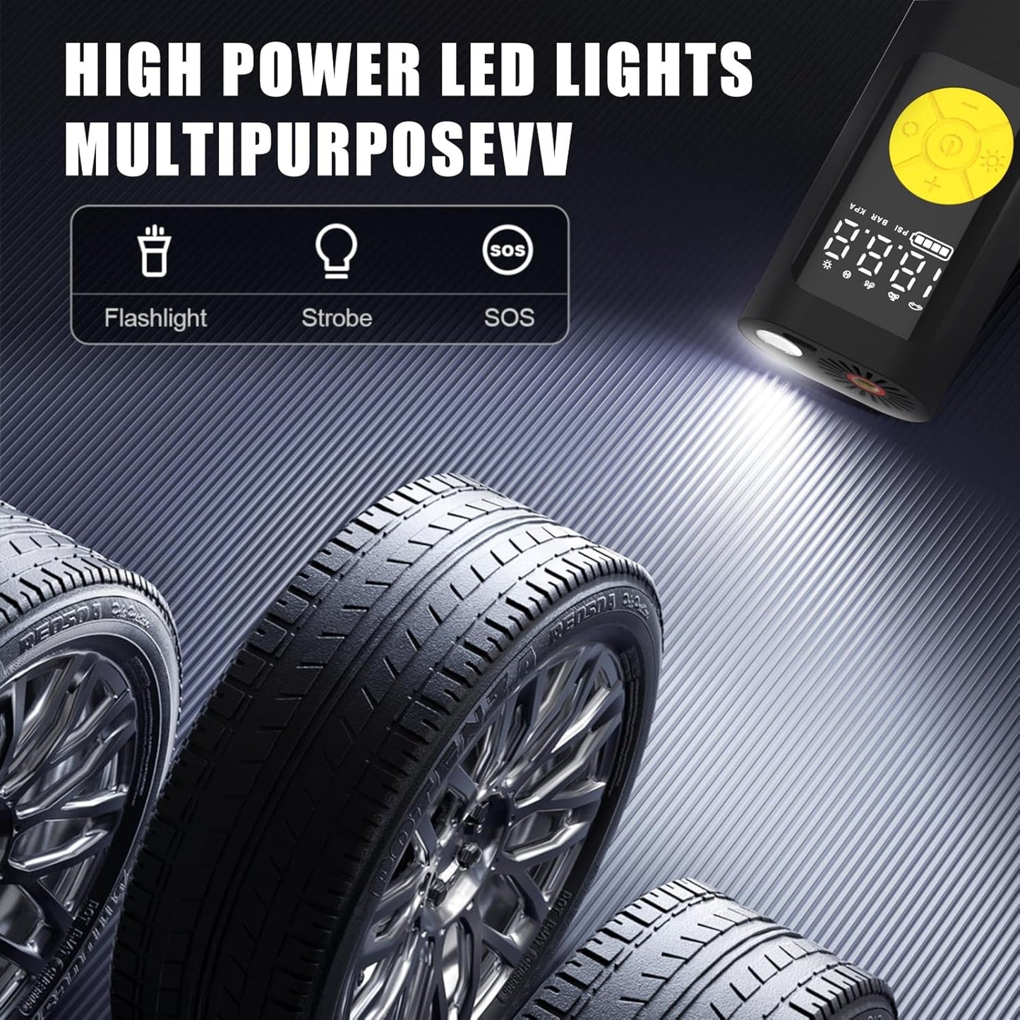 Health Tyre inflator,Tyre inflator air compressor,5000mAh/12V/150 PSI, Preset Tyre Pressure & Auto Shutoff, car tyre pump,car tyre inflator,Motorbike,Bicycle,Inflatable ball/Bed/Boat (YL)