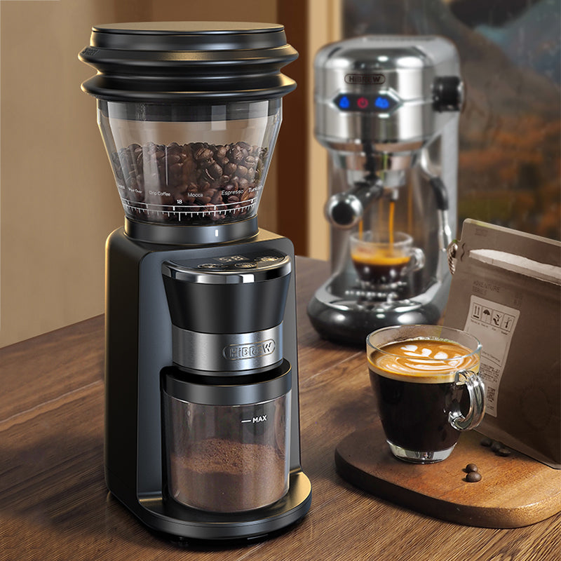 HiBREW G3 Automatic Burr Mill Coffee Grinder with 34 Gears for Espresso Turkish Coffee Pour Over Visual Bean Storage