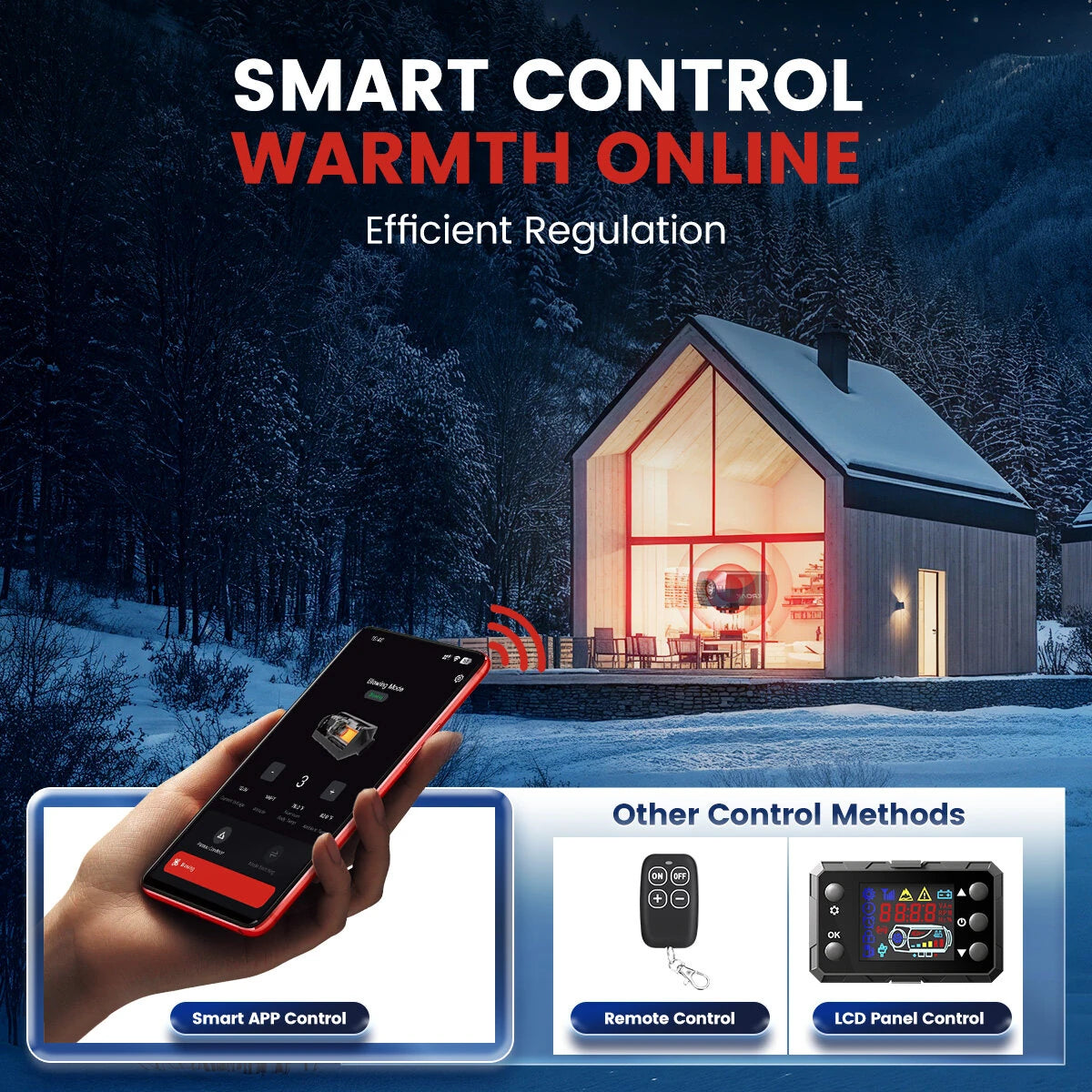 KROAK F0 2KW Car Parking Heater Separated bluetooth App Remote Control - Blue red With bluetooth