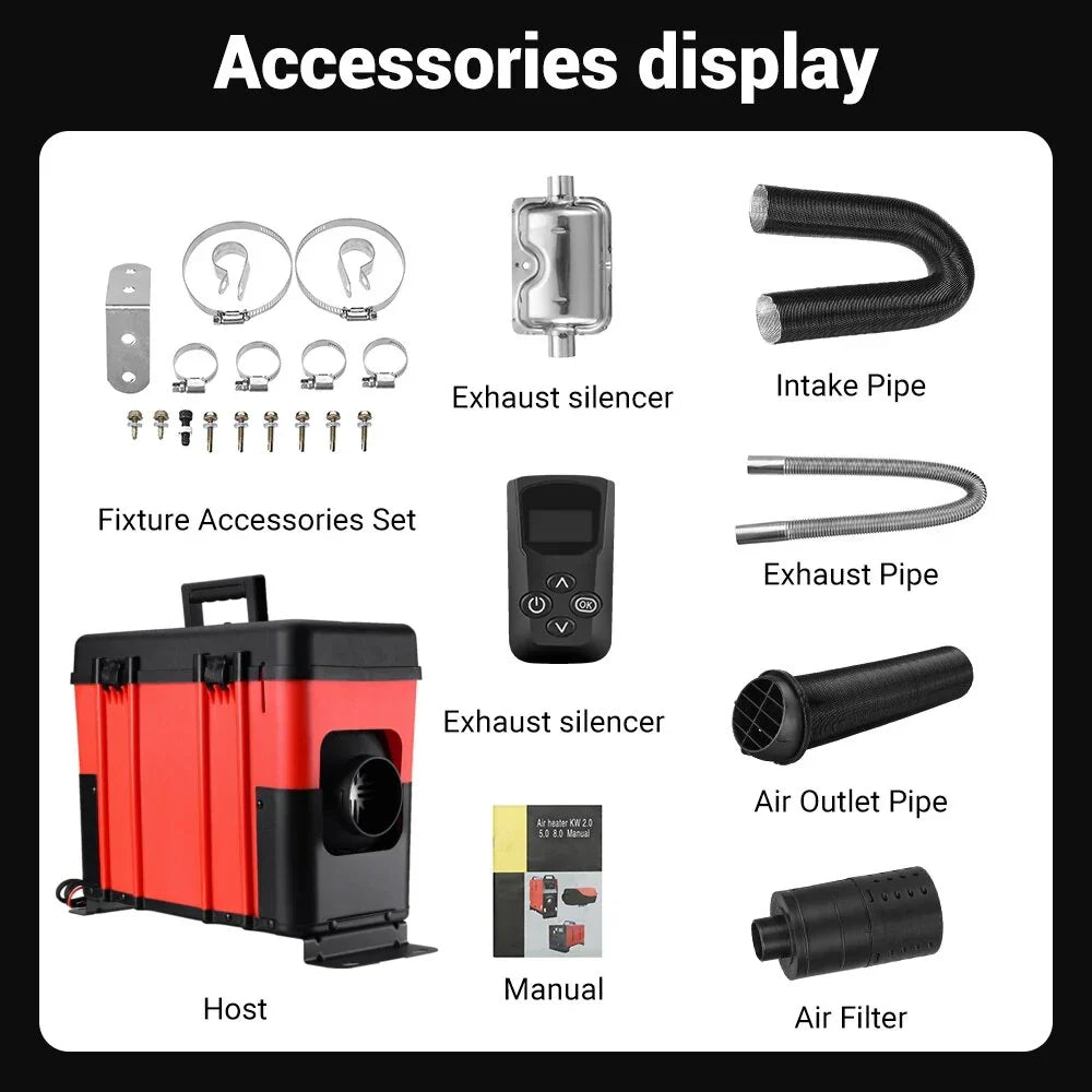 UK-New Mudiro 12V 8KW Diesel Air Heater Toolbox All In One Parking Heater Portable with Remote Control and LCD for RV Trailer Camper Boat