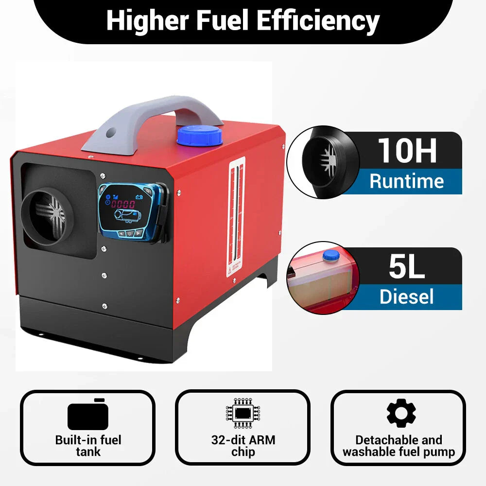 Mudiro 8KW 12V Metal Diesel Air Heater All In One Car Parking Heater with Remote Control and LCD,5L Fuel Tank,Oil Dipstick for RV Trailer Camper Van Boat