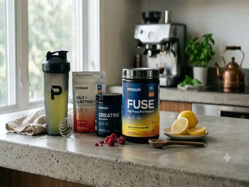 Podium Nutrition Review and Product Guide for Creatine Hydration Protein and Pre Workout.