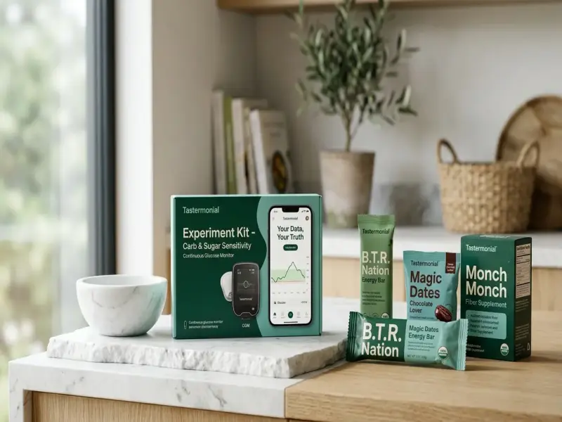 Tastermonial Review and Product Guide for Personalized Nutrition and CGM Testing.
